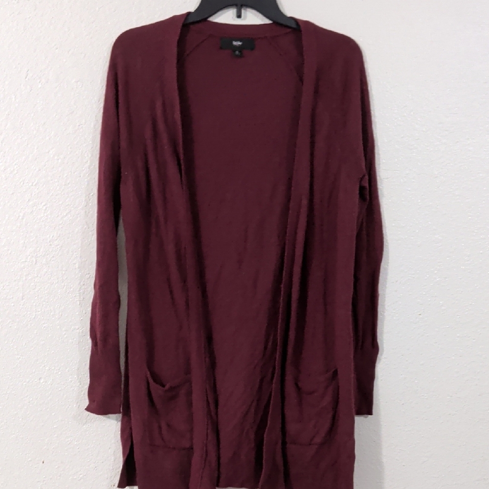 Deep Red Open Front Cardigan